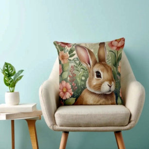 Blush Blooms and Bunny  Cushion