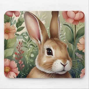 Blush Blooms and Bunny Dreams Mousepad