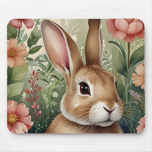 Blush Blooms and Bunny Dreams Mousepad (Front)