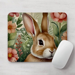 Blush Blooms and Bunny Dreams Mousepad