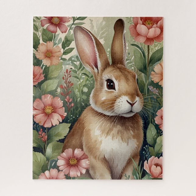 Blush Blooms and Bunny Dreams Puzzle  (Vertical)