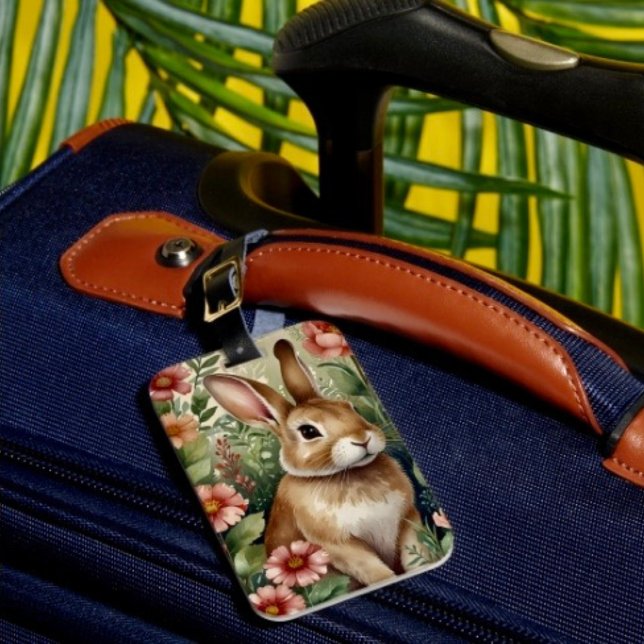 Blush Blooms and Bunny  Luggage Tag (Creator Uploaded)
