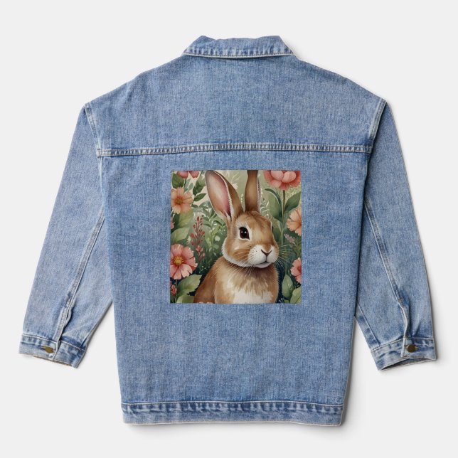 Blush Blooms & Bunny Dreams Jean Jacket  (Back)