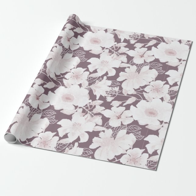 Blush blooms pattern wrapping paper (Unrolled)