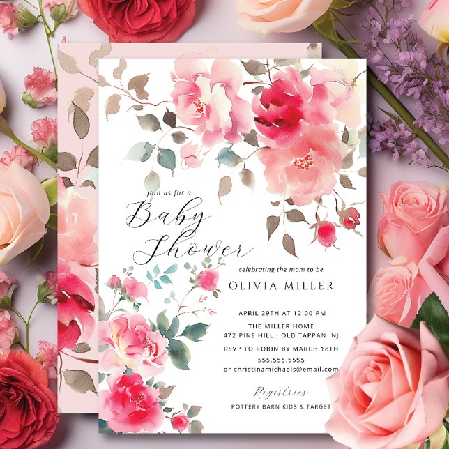 Blush Blossom Baby Shower Invitations (Creator Uploaded)