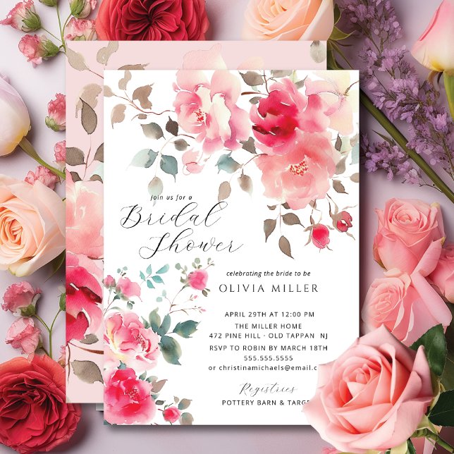 Blush Blossom Bridal Shower Invitations (Creator Uploaded)