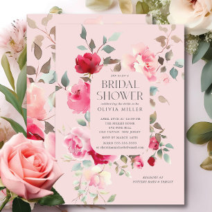 Blush Blossom Bridal Shower Invitations 
