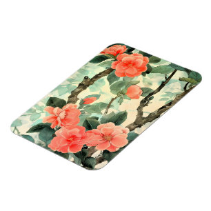 Blush Blossom Camelia Garden Watercolor Magnet