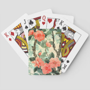 Blush Blossom Camelia Garden Watercolor Playing Cards