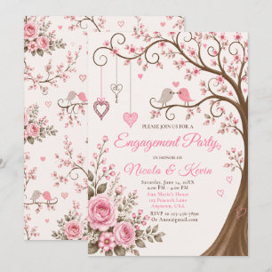 Blush Blossom Engagement Party Invitation