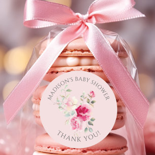 Blush Blossoms Baby Shower Classic Round Sticker