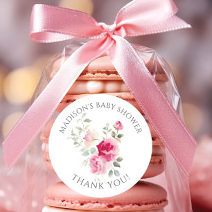 Blush Blossoms Baby Shower Classic Round Sticker