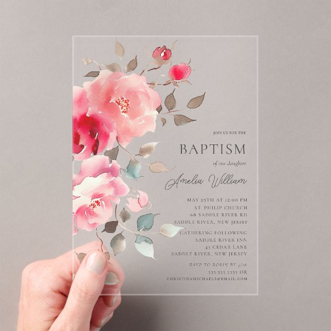 Blush Blossoms Baptism Invitation (Insitu (Handheld))