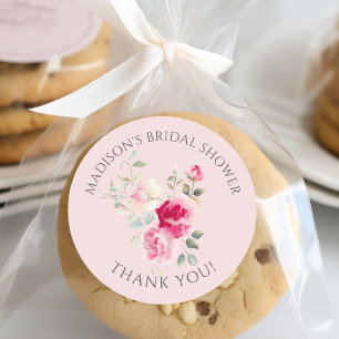 Blush Blossoms Bridal Shower Classic Round Sticker