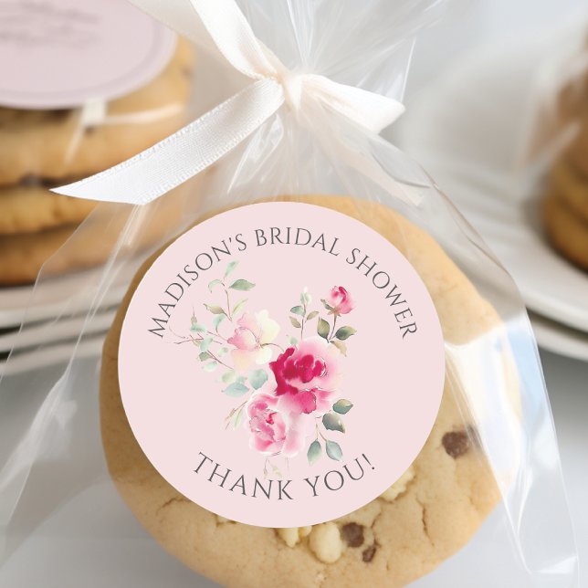 Blush Blossoms Bridal Shower Classic Round Sticker (Creator Uploaded)
