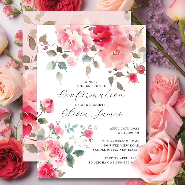 Blush Blossoms Confirmation Invitation (Creator Uploaded)