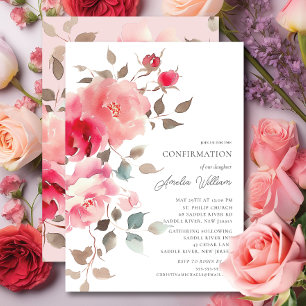 Blush Blossoms Confirmation Invitation