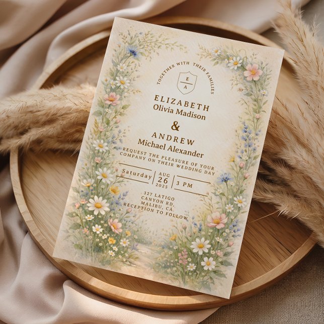 Blush Blue Countryside Wedding Invitation (Creator Uploaded)