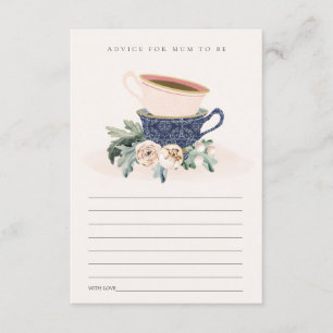 Blush Blue Cup Floral Advice For Mum Baby Shower Enclosure Card