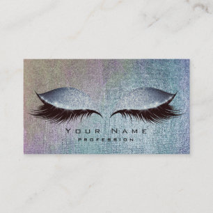 Blush Blue Denim Paint Lashes Makeup Eyes Glitter Business Card