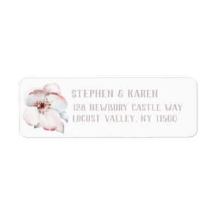 Blush & Blue Elegant Flower Return Address Label