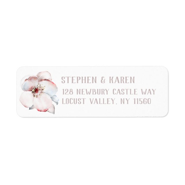 Blush & Blue Elegant Flower Return Address Label (Front)