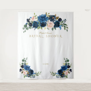 Blush Blue Flowers Bridal Shower Photo Booth Prop Tapestry
