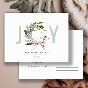 Blush Blue Green Winter Christmas Wreath Holiday