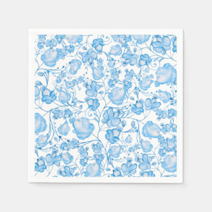 Blush blue modern watercolor floral pattern napkin