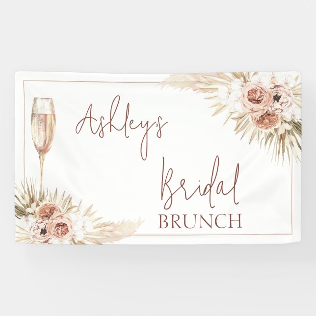 Blush Bohemian Floral Glass Bridal Shower Banner (Horizontal)