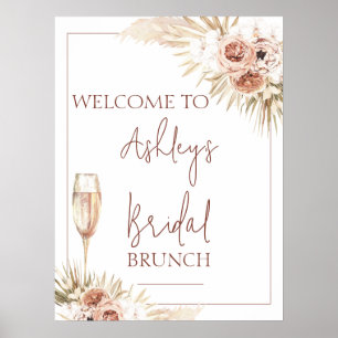 Blush Bohemian Floral Glass Bridal Shower Welcome Poster