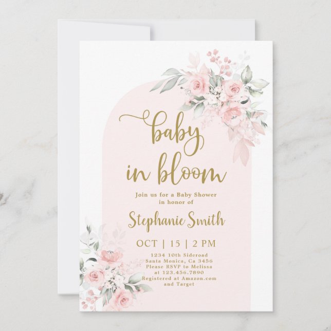 Blush Boho Arch Baby Shower Girl Invitation (Front)