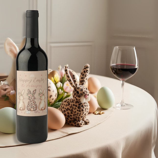Blush Boho Bunny Easter custom Wine Label (Blush Boho Bunny Easter custom Wine Label)