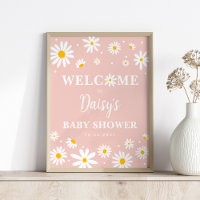Blush Boho Daisy Floral Girl Baby Shower Welcome