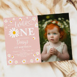 Blush Boho Daisy Floral Wild One Photo Birthday Invitation<br><div class="desc">Introducing our gorgeous editable 1st birthday invitation featuring modern boho daisy flowers on a muted blush pink background! This delightful template is perfect for your little one's special day and will set the tone for a beautiful celebration. Click the "customise further" button if you wish to re-arrange and format the...</div>