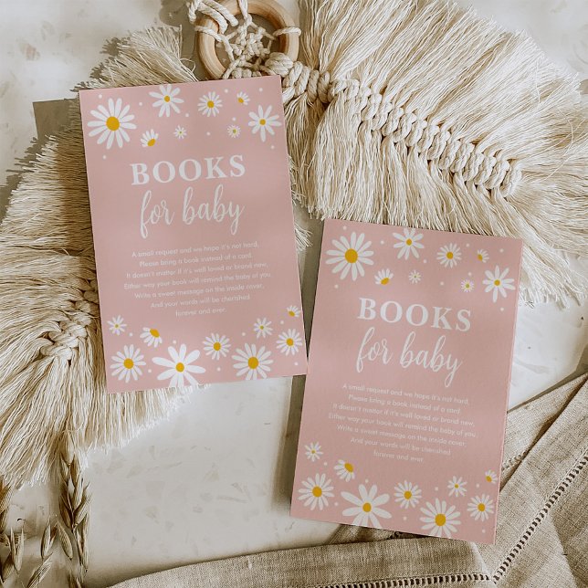 Blush Boho Daisy Flowers Books for Baby Girl Enclosure Card (Creator Uploaded)