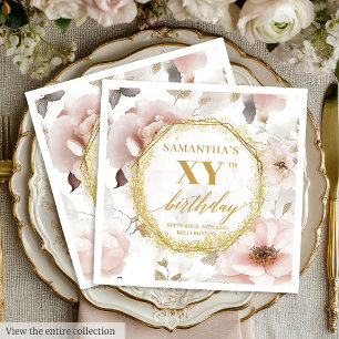 Blush Boho Floral 60 Birthday Napkins Personalized