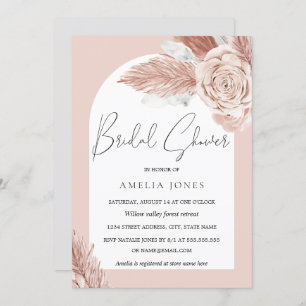 Blush Boho Flowers Arch Bridal Shower Invitation