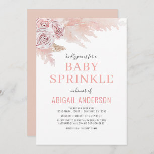 Blush Boho Pampas Grass Baby Sprinkle Invitation