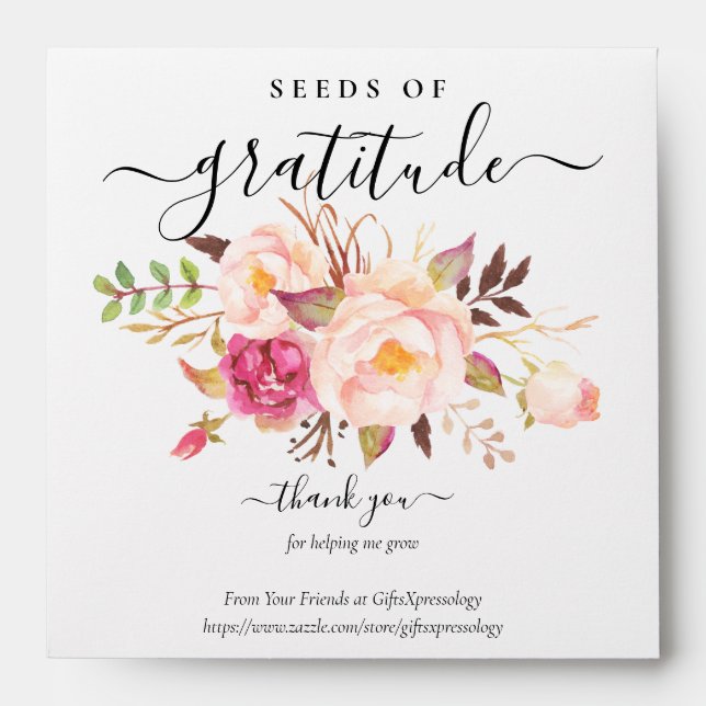 Blush Boho Seeds of Gratitude Gift Seed Packet Envelope (Front)