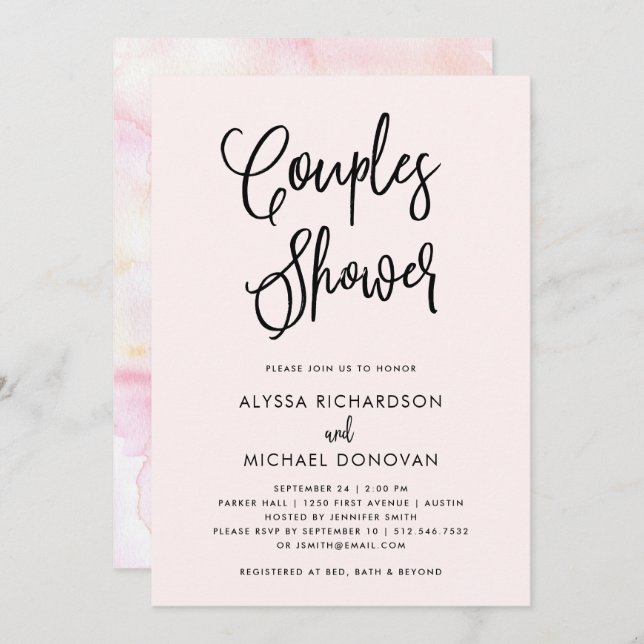 Blush Boho Watercolor | Couples Shower Invitation (Front/Back)