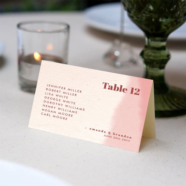 Blush & Bold Script Wedding Guest Names Place Card (Creator Uploaded)