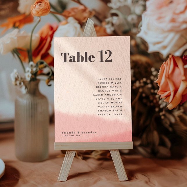 Blush & Bold Wedding Guest Names 5x7 Table Number (Creator Uploaded)
