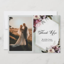 Blush Botanical Elegant Photo Thank You Card