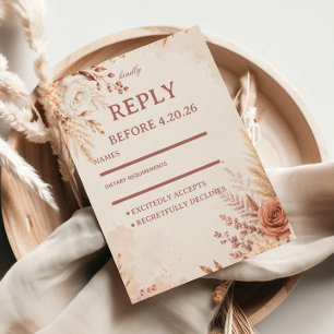 Blush Botanical Elegant Rustic RSVP Card