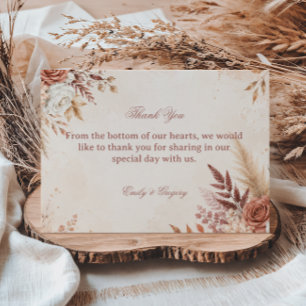Blush Botanical Elegant Rustic Thank You Card