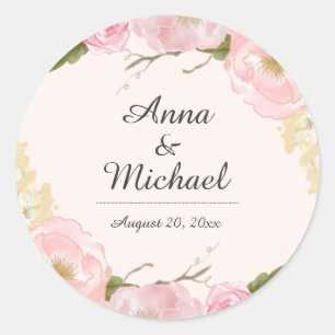 Blush Botanical Floral Wedding Stickers