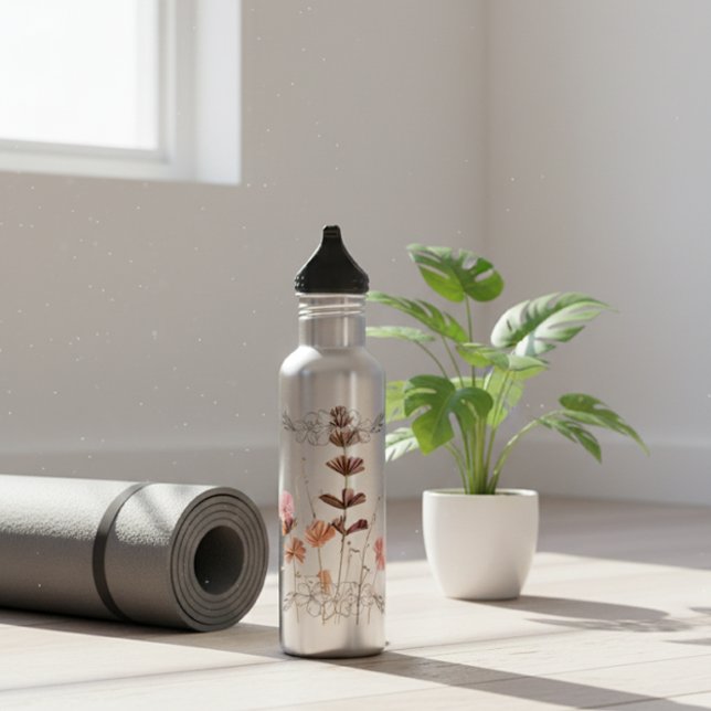 Blush Botanical Paper Flowers"A GIFT Just For You" 710 Ml Water Bottle (Creator Uploaded)