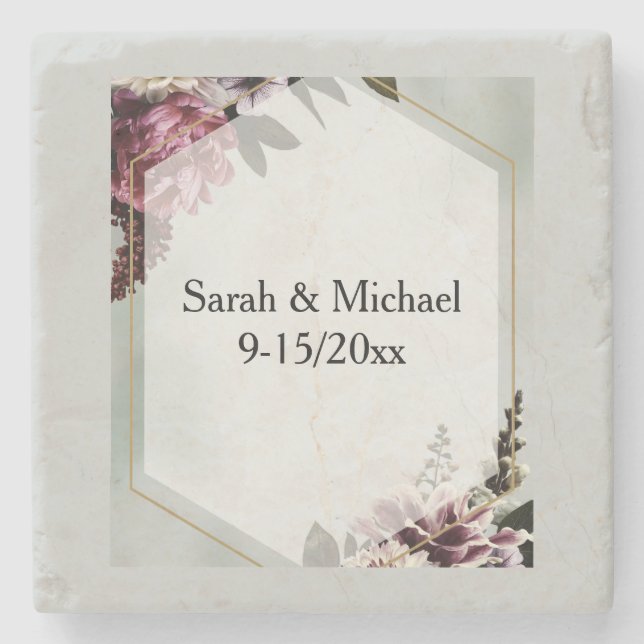 Blush Botanical  Stone Coaster (Front)