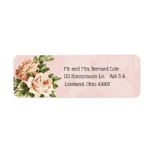 Blush Botanical Vintage Rose Return Address Label